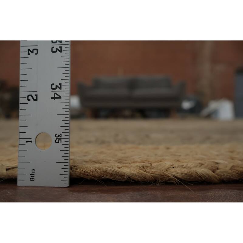 Hand Knotted Oriental Jute Carpet Modern Geometric Brown Modern Area Rug - 9' 10'' X 9' 10''