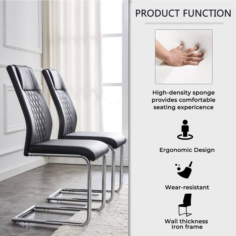 Modern 5-Piece Dining Set with Round Glass Top & 4 PU Upholstered Chairs