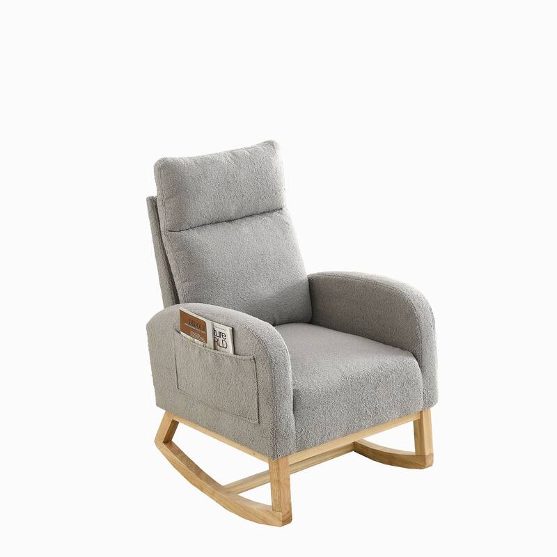 Anmytek 27.6 Inch Modern High Back Rocking Chair with Side Pockets for Living Room