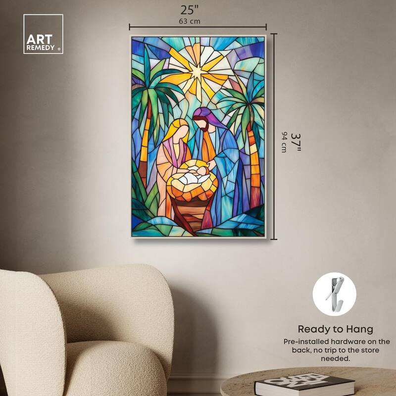 Holy Family Framed in Glass Canvas by Art Remedy