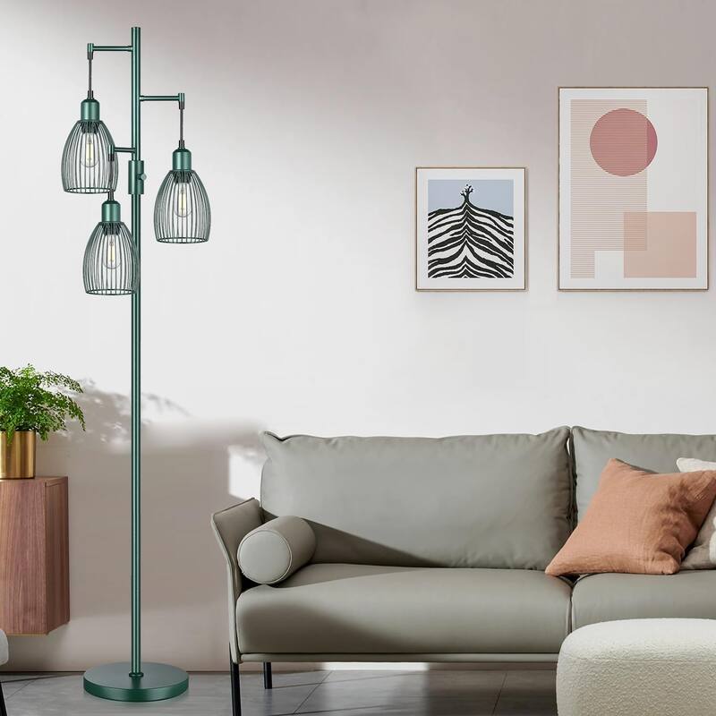 Dimmable Industrial Floor Lamps for Living Room, Hunter Green Tree