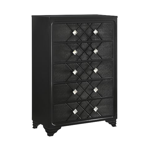 5 Drawers Wood Chest in Black Finish