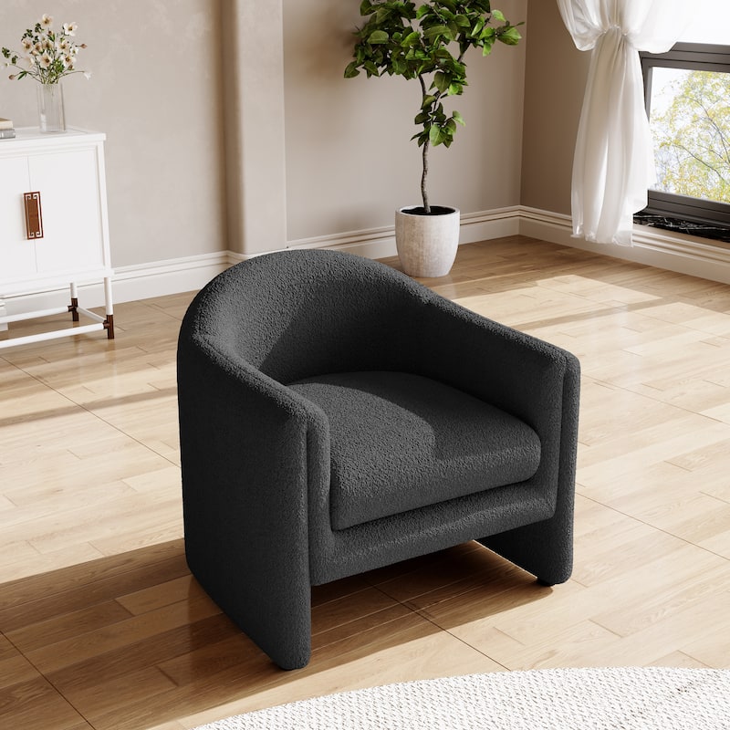 32.3" Wide Upholstered Barrel Boucle Velvet Accent Chair