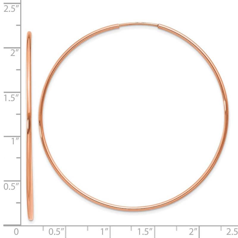 Curata 14k Rose Gold 1.2mm Polished Endless Hoop Earrings - 52.5x53.25mm Wide 1.25mm Thick