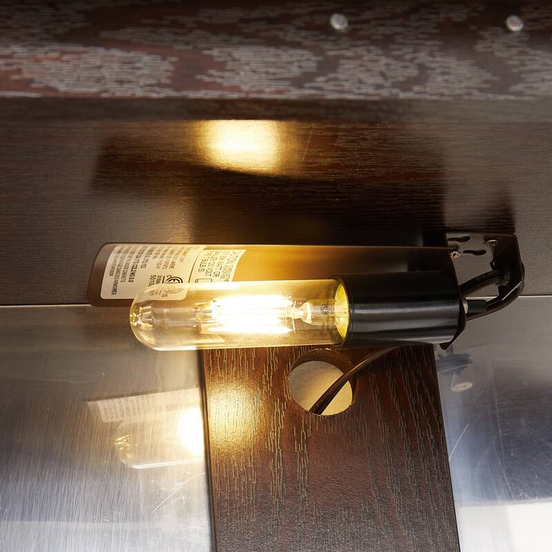 GDF Studio - American Retro Curio Cabinet with Lighted Display & Mirrored Back