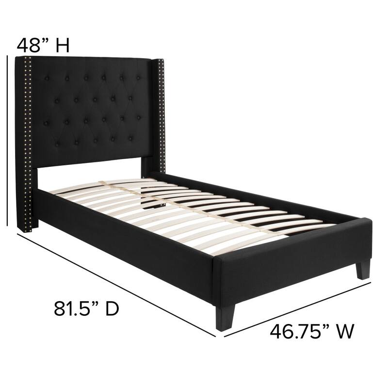 Tufted Upholstered Nailhead Trim Platform Bed