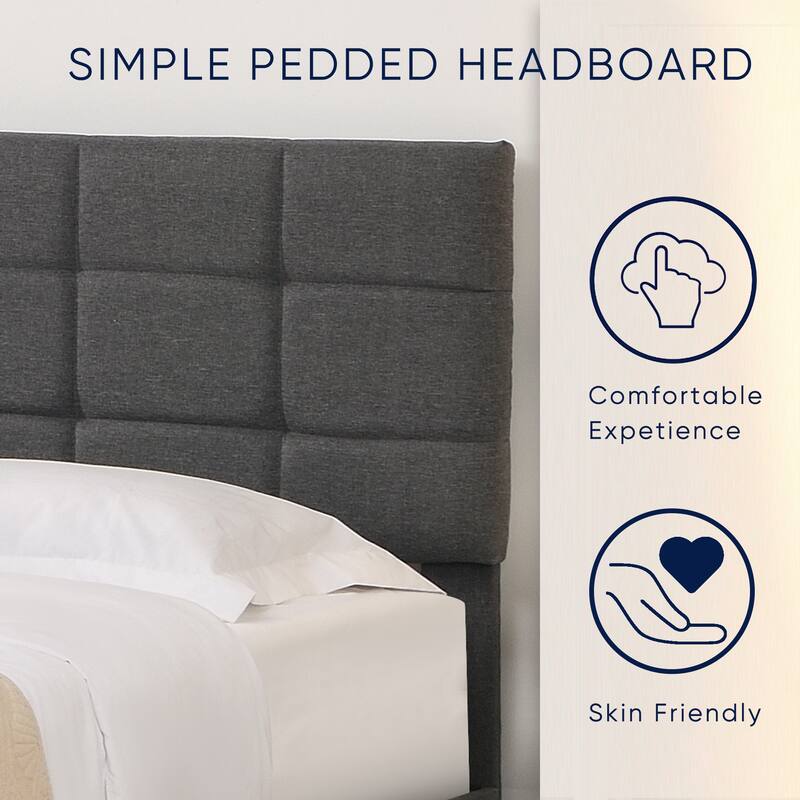 Platform Bed Frame with Fabric Upholstered Headboard