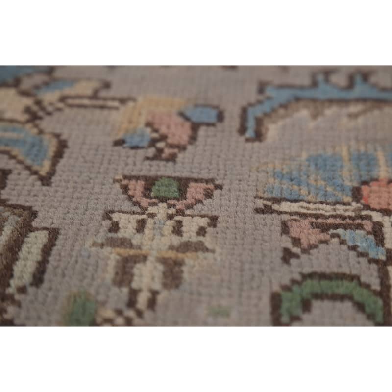 Geometric Gray Tabriz Persian Vintage Area Rug Handmade Wool Carpet - 9'10"x 12'5"