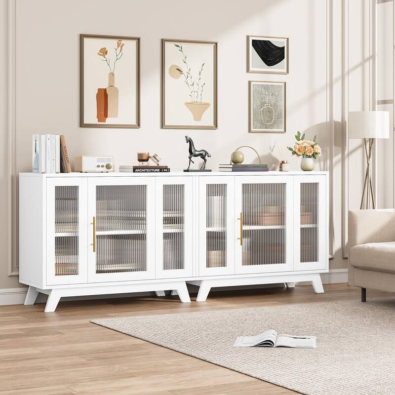 Buffet Storage Cabinet with Fluted Glass Door
