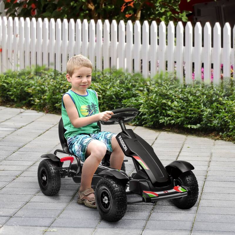 Kids Pedal Go Kart, Outdoor Ride on Toys with Adjustable Seat, Sharp Handling, Handbrake