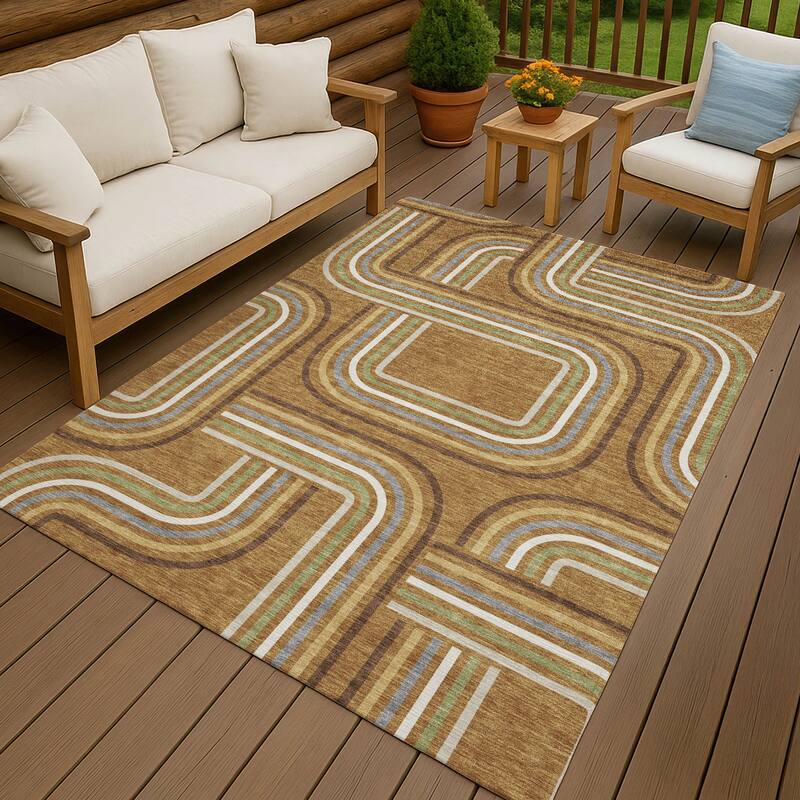 Machine Washable Indoor/ Outdoor Modern Leawood Chantille Rug