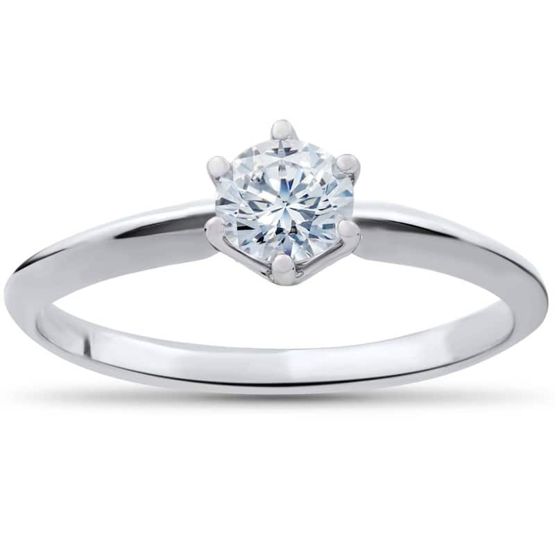3/8ct Round Diamond Solitaire Engagement Ring White Gold