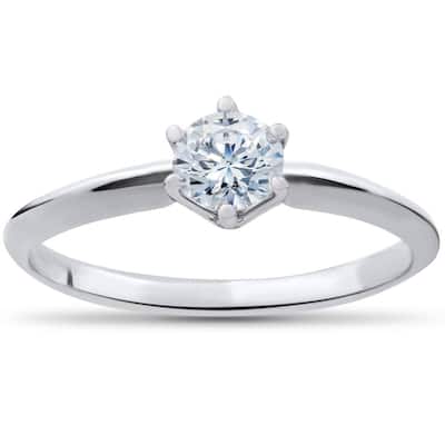 3/8ct Round Diamond Solitaire Engagement Ring White Gold
