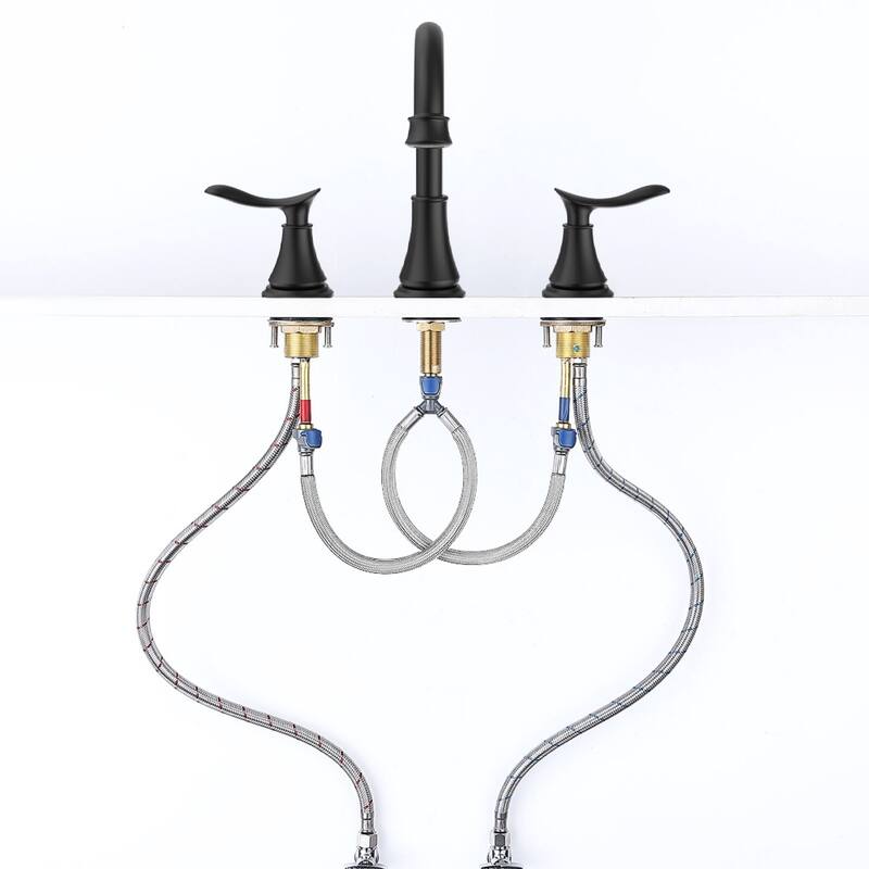 2-Handle Bathroom Sink Faucet 3 Hole 360° Swivel Spout Vanity Sink with Pop Up Drain Assembly and cUPC Water Supply Hoses