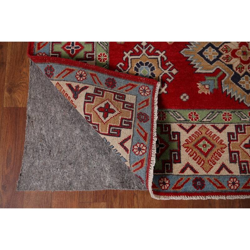 Traditional Red Kazak Area Rug Hand-Knotted Wool Carpet - 5'0" x 6'9"