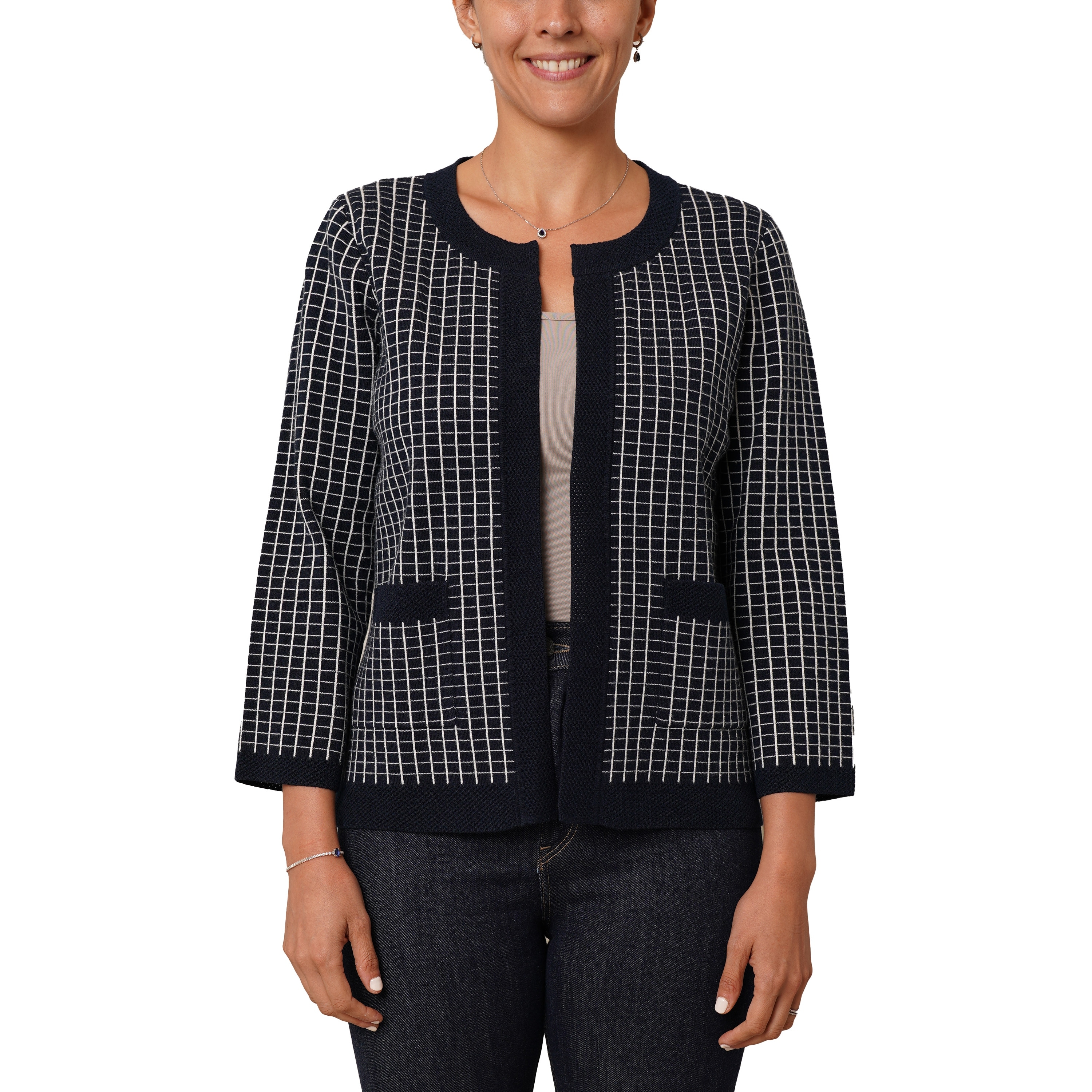 Cyrus Check Pattern Knit Cardigan
