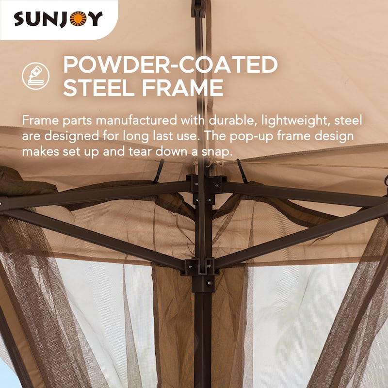 Sunjoy 11x11 ft.Pop-Up Gazebo with Netting and Carry Bag