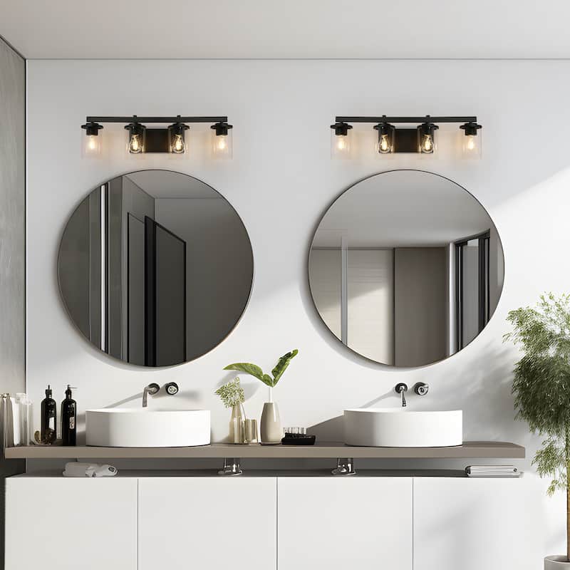 Fora Modern Farmhouse 3/4-Light Bathroom Vanity Lights Glass Wall Sconces
