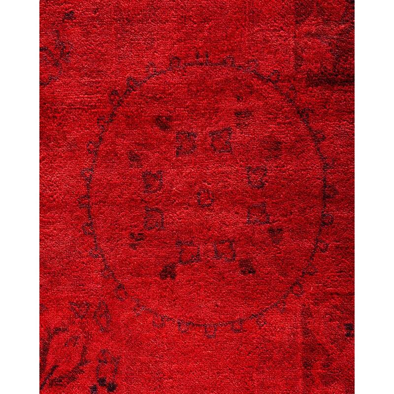 Overton Hand Knotted Wool Vintage Inspired Modern Contemporary Overdyed Orange Area Rug - 12' 3" x 18' 10"