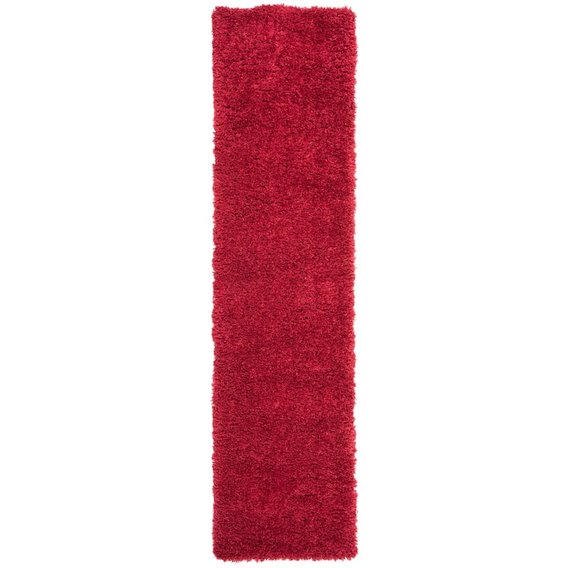 SAFAVIEH Madrid Shag Soledad Solid 2-inch Thick Rug - 2' x 12' Runner - Red