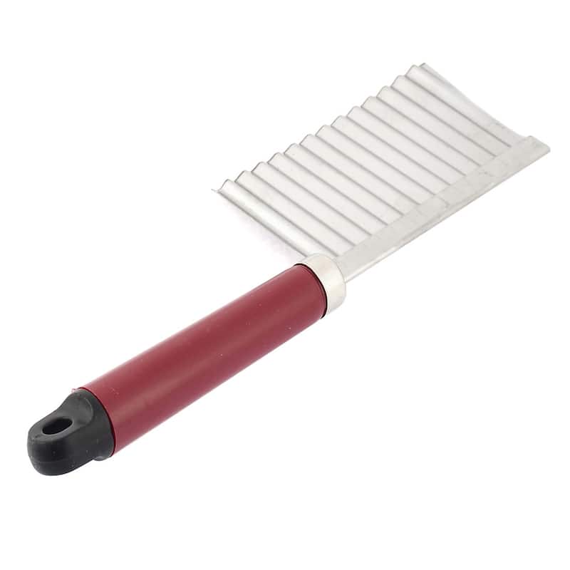 Stainless Steel Potato Chip Vegetable Crinkle Wavy Cutter Slicer - Black,Red,Silver Tone