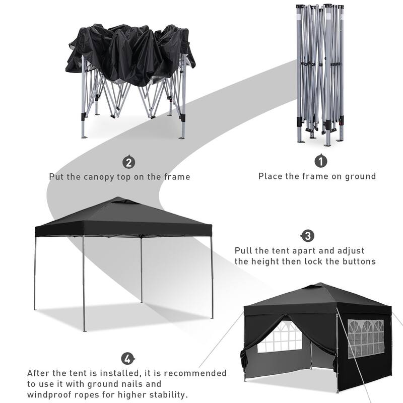 Ainfox 10'x10' Pop Up Canopy Tent Outdoor Commercial Instant Gazebos Portable Shelter Canopies