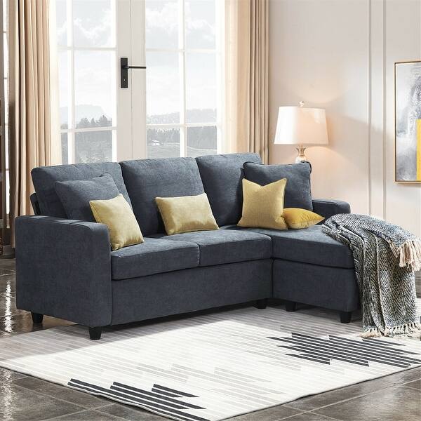 Dark Grey Sectional Sofa L-Shaped Couch W/Reversible Chaise for Small ...