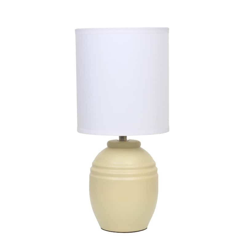 Ceramic Mini Jar Table Lamp with Fabric Drum Shade for Bedroom, Living Room - 6 x 6 x 13 in. (L x W x H) - Khaki