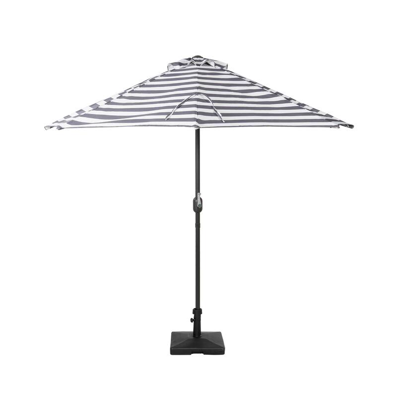 9 ft Half Market Umbrella With Heavy Duty Concrete Base Stand