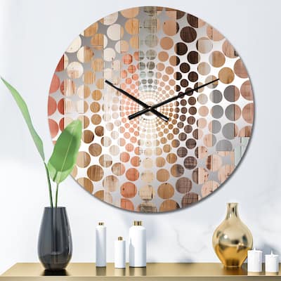 Designart "Farmhouse Planks Pink Striped Pattern" Pink Striped Clocks Modern Oversized Wall Clocks For Bedroom