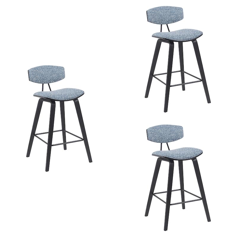 Fox Mid-Century Bar Stool, Upholstered Counter Height Chair with Bentwood Legs