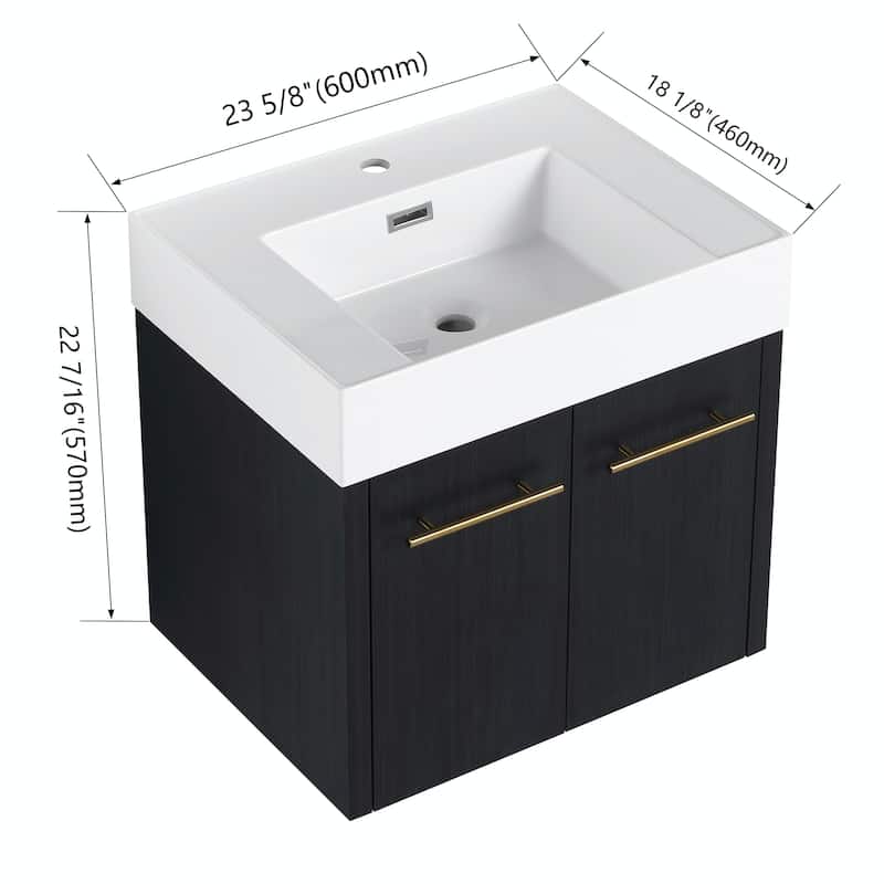 Wall-Mounted Bathroom Vanity with Thick-Edged Resin Basin Sink
