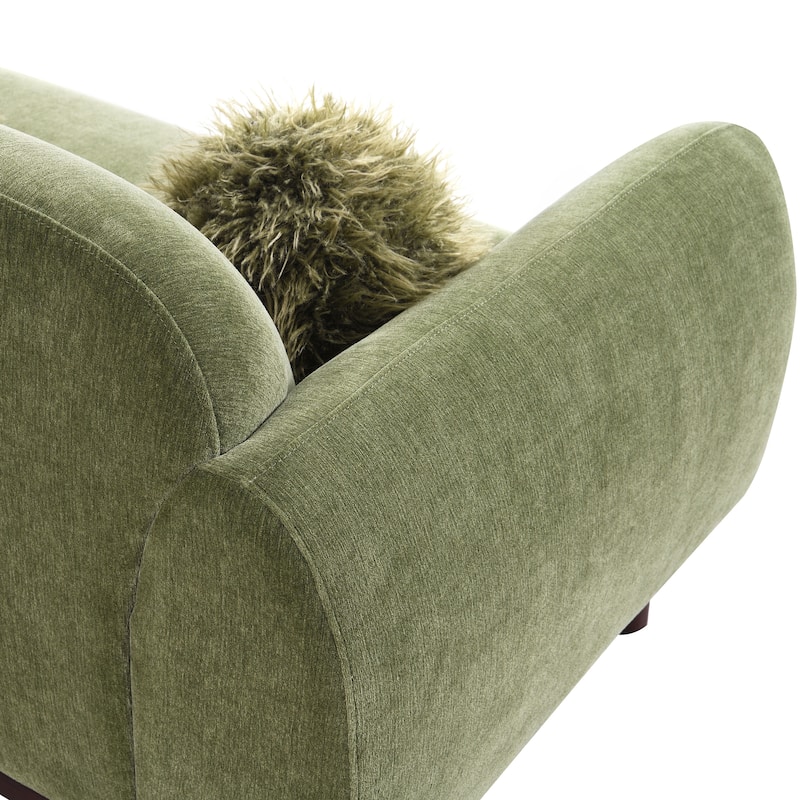 Furniture of America Velin Mid Century Modern OEKO TEX Chenille Sofa with Ball Pillows