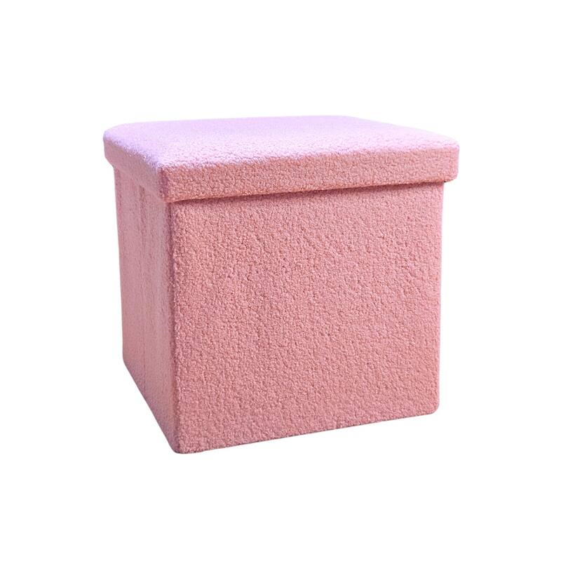 HomeRoots 15" White Boucle Cube Storage Ottoman