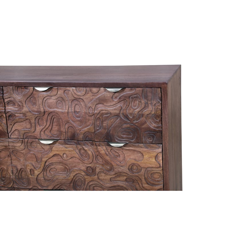 Solid Wood Carved Storage Dresser with 6 Drawers