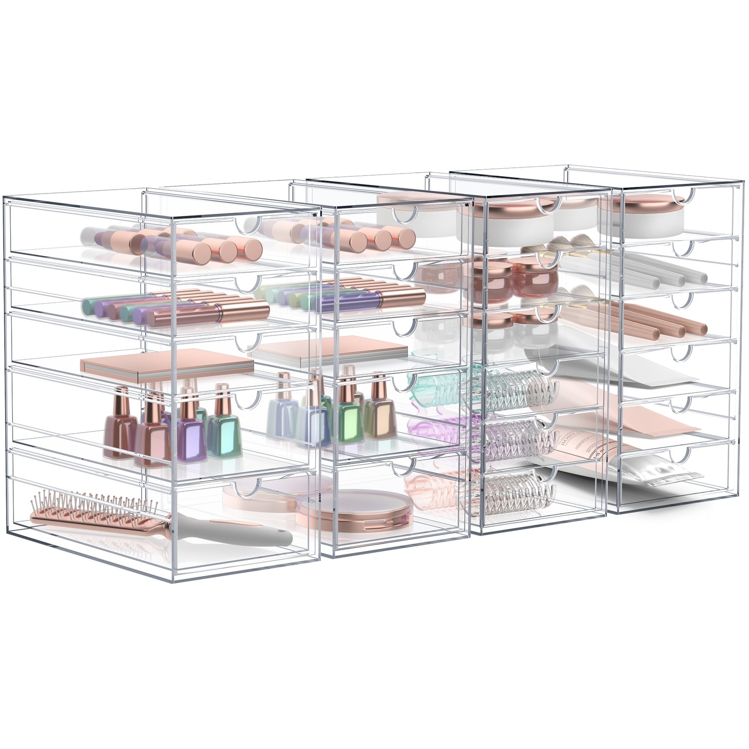 Sorbus Acrylic Closet Organizer 22 Drawers Clear Stackable Storage Bins for Essentials, Jewelry and Supplies Organizer- 4Pc
