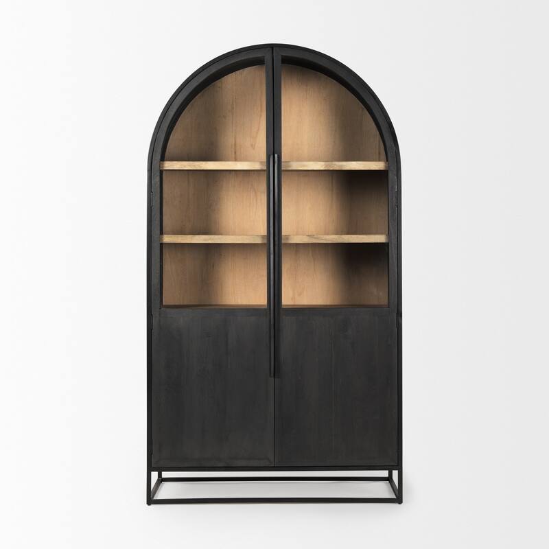 Sloan Black/ Dark Brown Arched Display Dining Cabinet