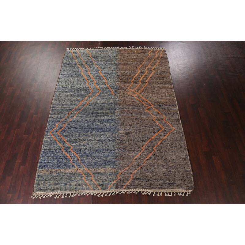 Contemporary Abstract Moroccan Oriental Area Rug Handmade Wool Carpet - 8'0" x 11'0"