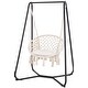 preview thumbnail 1 of 6, Patio Swing Chair with Stand and Cushion, Heavy Duty Hanging Chair with Stand, 330 lbs Capacity, Patent Pending, Beige 42.5"L x 31"W