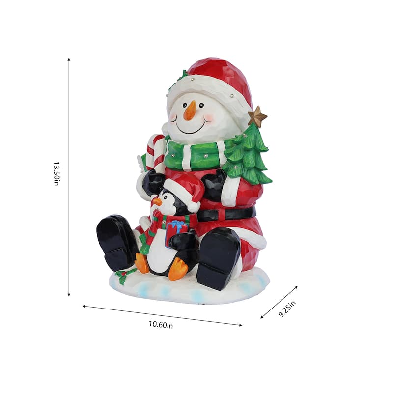 LED Lighted Snowman and Penguin Christmas Figurine - 13.5"