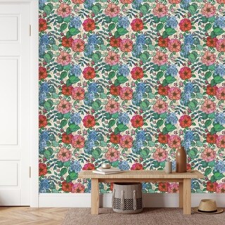 Multicolored Flowers Wallpaper Peel and Stick and Prepasted - Bed Bath ...