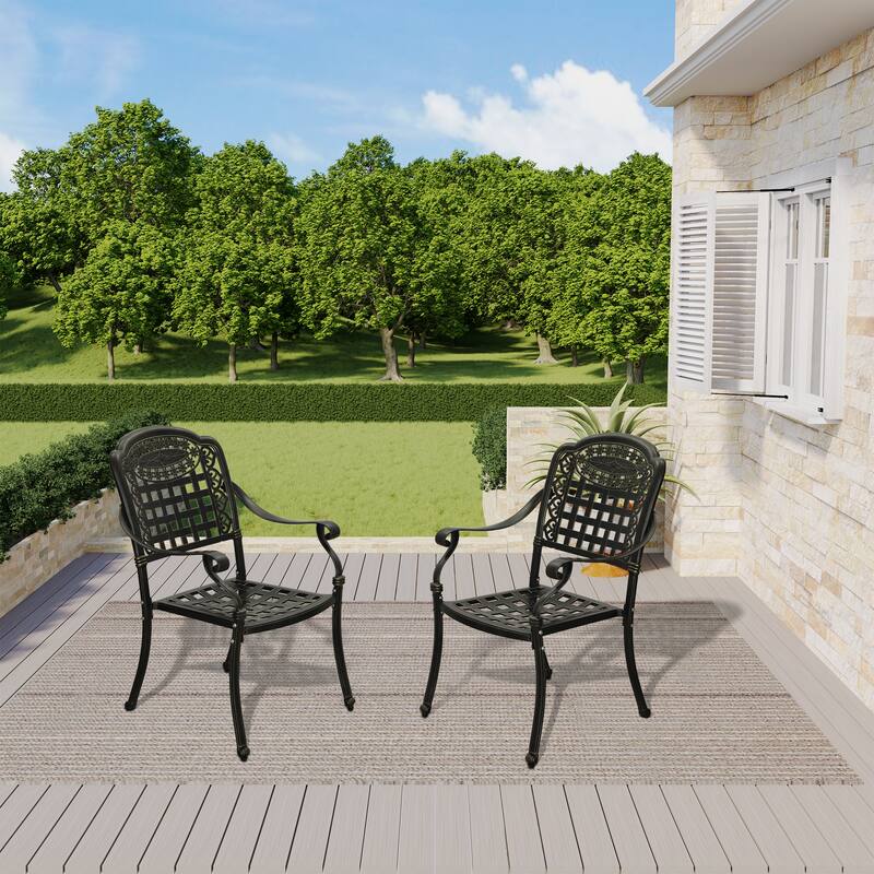 Clihome Cast Aluminum Patio Dining Chairs (Set of 2) - Bronze