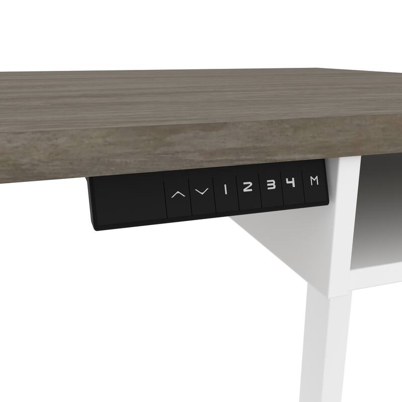 Bestar Pro-Vega 81W L-Shaped Standing Desk with Credenza