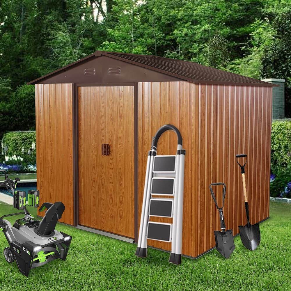 Rust-resistant Metal Storage Shed with Sliding Lockable Door Garden Shed Tool Shed Pet Shed, Punched Vents, Water-proof