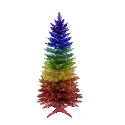 Kurt Adler 4-Foot Foil Rainbow Tree - Multi