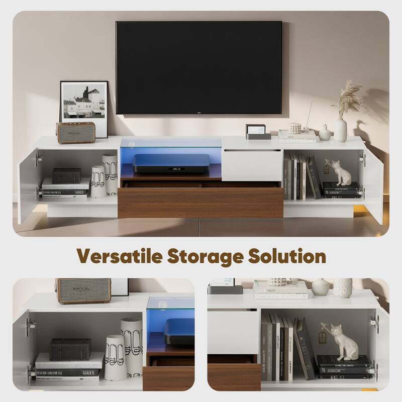 Pocassy Modern LED TV Stand for 55-75 inch TV or Living Room