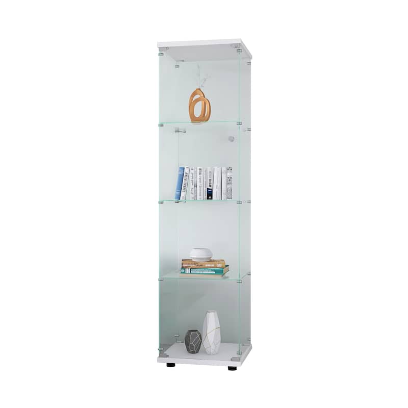 Glass Display Cabinet Shelves with Door, Floor Standing Bookshelf