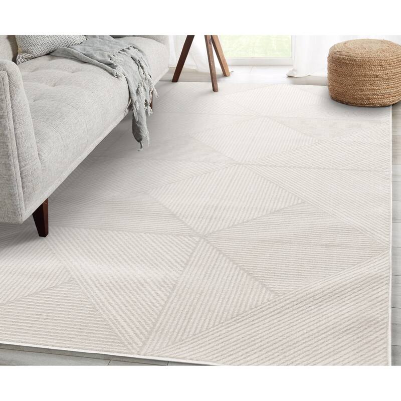 Alpine Rug Co. Hudson Light Cream Triangular Lines Area Rug