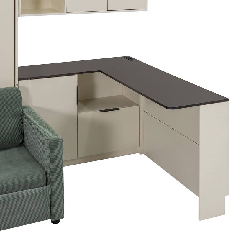 Ultimate Space-Saving Queen Wall Bed with Corduroy Sofa by Harper&Bright Designs