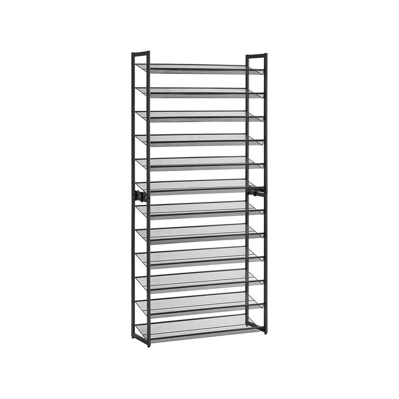 Tall 12-Tier Shoe Rack with Adjustable Shelves and Heavy-Duty Steel Frame for Boots Heels Sneakers - 12.1''D x 36.4''W x 86.6''H